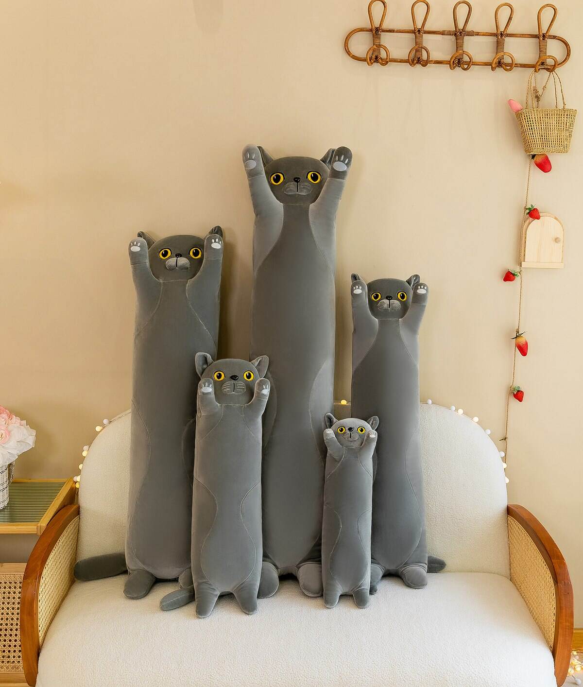 Baby Kids Toys Soft Cat Pillow Plush Big Hugging Plush Pillow Cartoon Long Cat plush pillow details