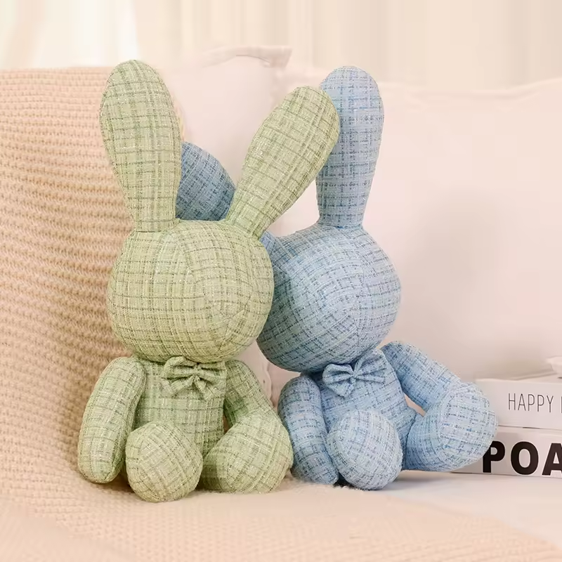 Easter Bunny Plush Doll Toys Plaid Fabric Stuffed Rabbit Girl Gifts Floral Colorful Soft Lovely Gift details