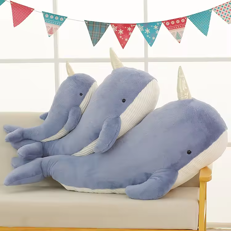 Cute Narwhal Plush Sea Animal Toy Soft Pillow Cute Stuffed Toy Soft Plush Narwhal Toy manufacture