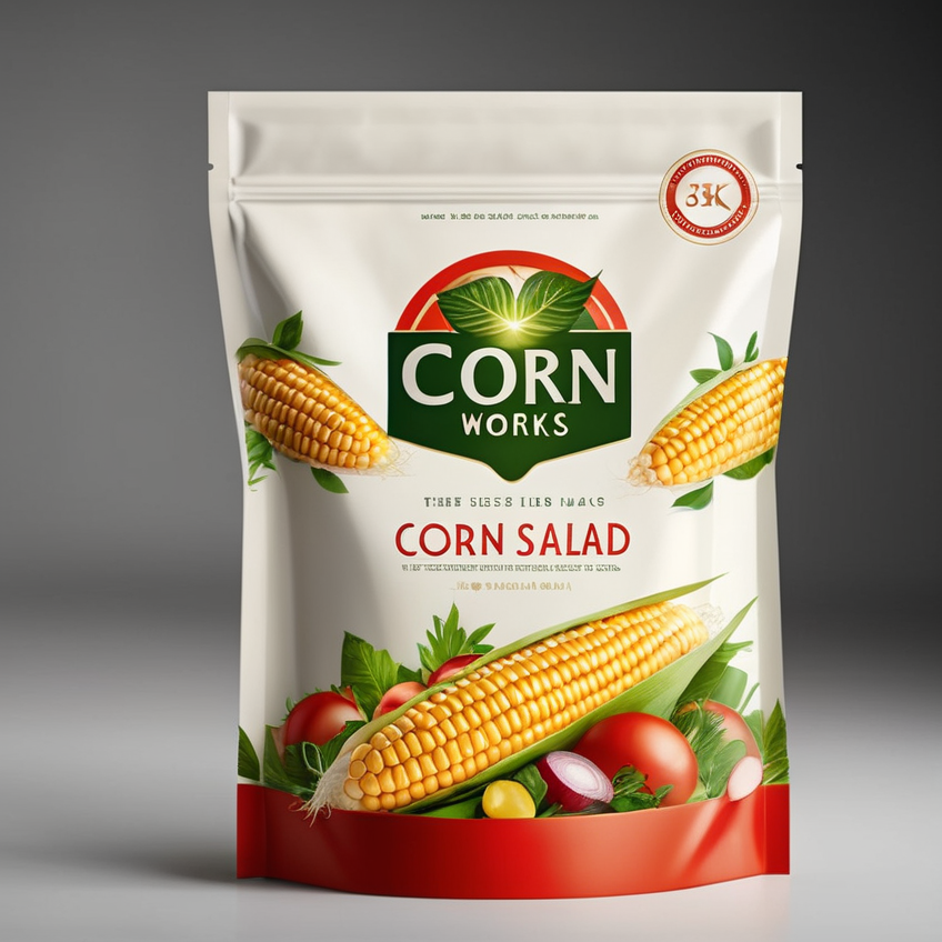 Custom Printed Logo Matte Zipper Lock Resealable Stand Up Pouch Corn Salad Healthy Food Plastic Packaging Mylar Bag factory