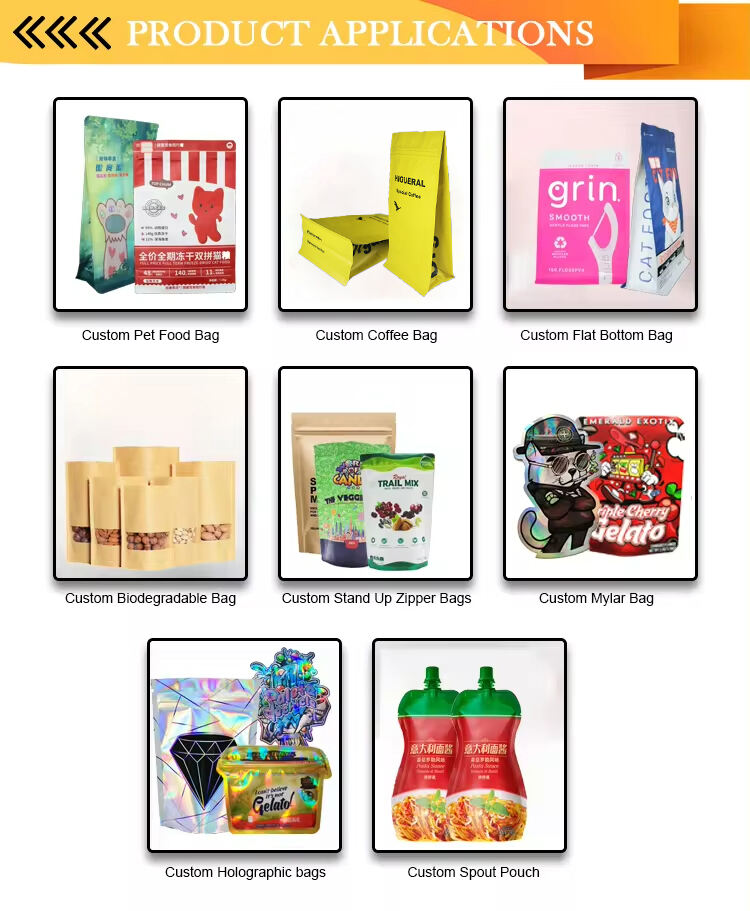 Custom printed logo resealable zipper polyester film packaging self-standing ziplock bag food packaging bag details