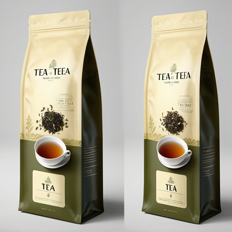 Custom printed logo 250g 500g 1000g coffee tea packaging bag aluminum foil zipper flat bottom green coffee tea bag manufacture