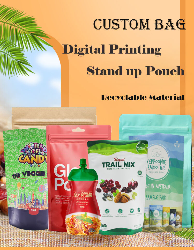 Custom Printed Logo Matte Zipper Lock Resealable Stand Up Pouch Corn Salad Healthy Food Plastic Packaging Mylar Bag supplier