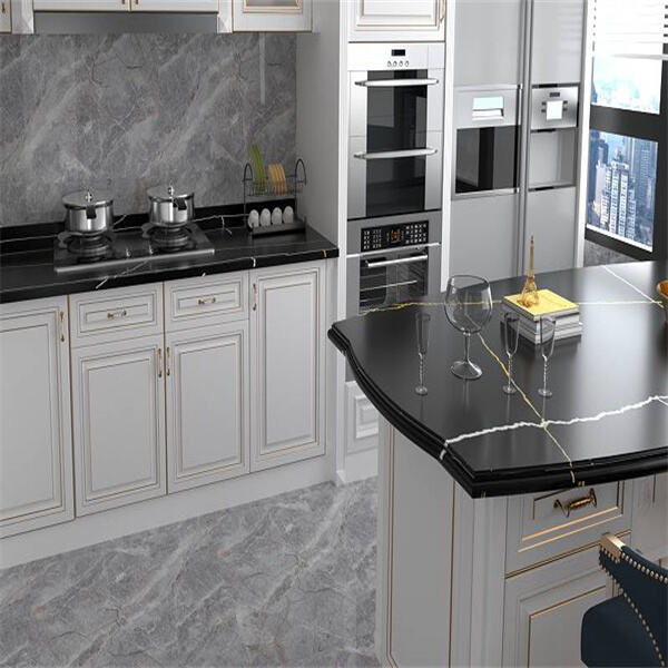 The beauty of natural stone meets the opulence of gold in quartz countertops