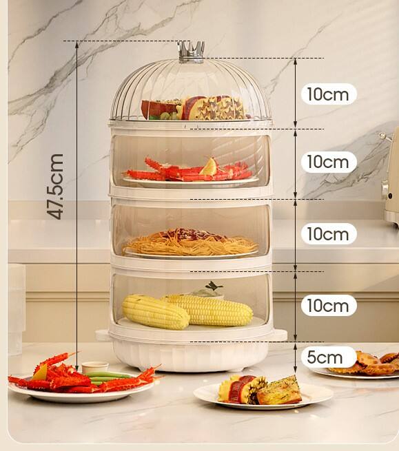 4 Layers Plastic warm keeper can keep cooked food warm Dish Insulation food cover Plastic multi-layer plate storage cover factory