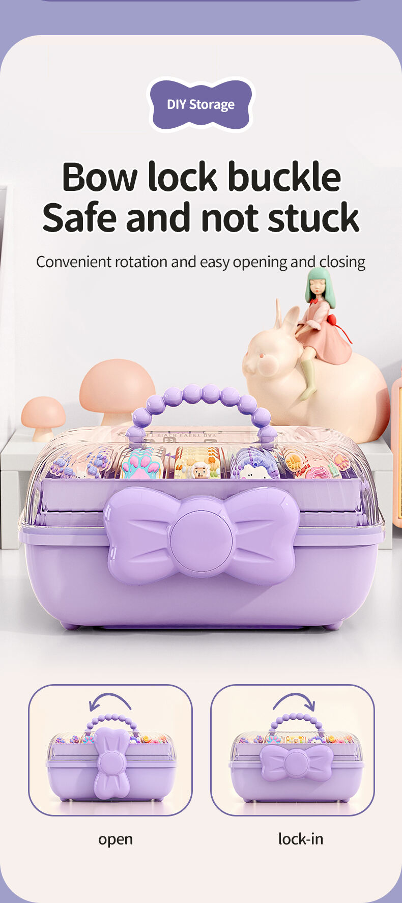 2023 New Product Three-layer Thickened Large-capacity Multi-compartment Girl's Hair Accessories Storage Box details