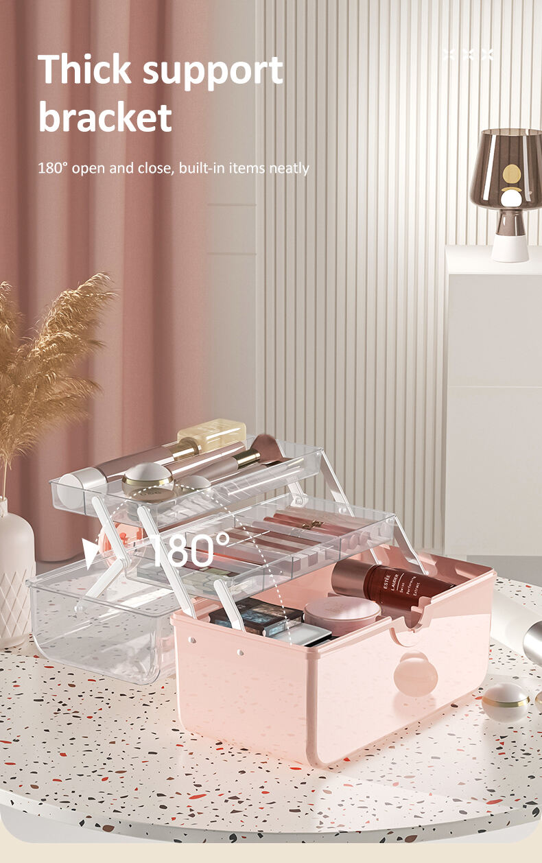 Rotate Portable Cosmetic Lipsticks Skincare Storage Organizer Plastic Three Layer Dresser Storage Box supplier