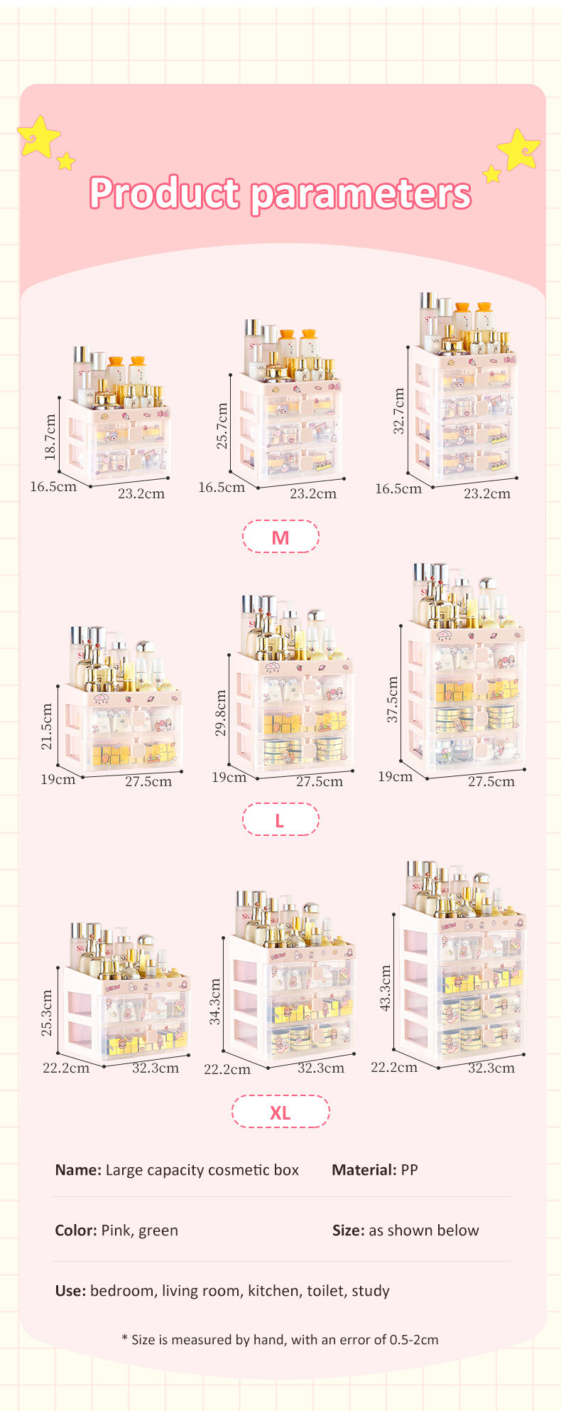 product chengyan multi layer makeup organizer cosmetic storage box bins skincare storage containers for living room drawer organizer-7