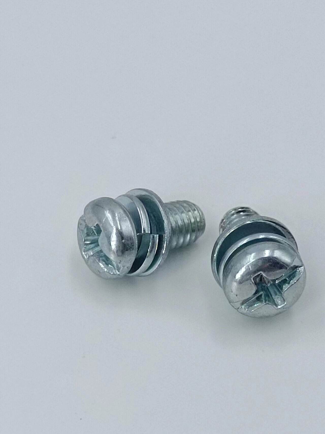 Wholesale Steel round Head Three Combination Screws Cross-Shaped Pan Head with Flat Spring Washer Metric ISO Standard manufacture