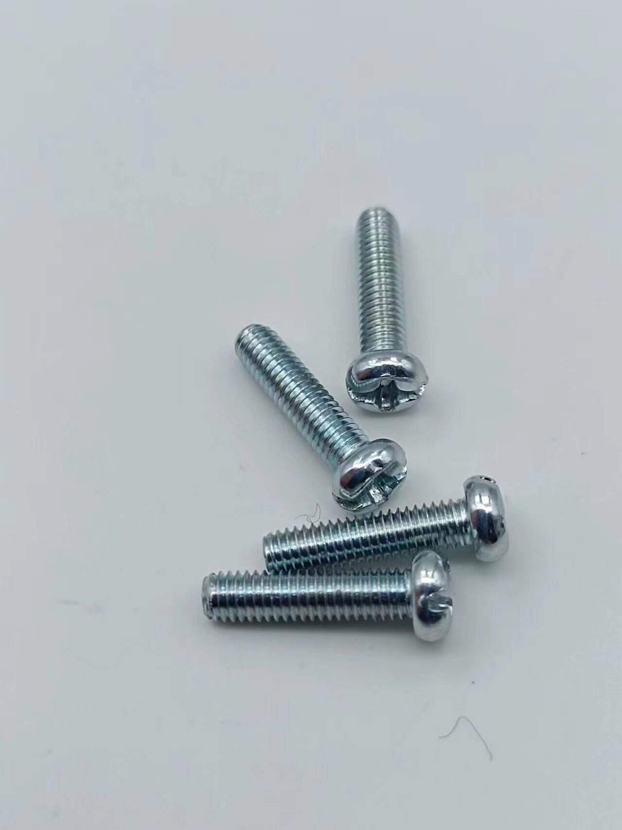 Manufacture Eleven Slot Pan Head iron plated Screw ISO Standard Iron Plated with Blue and White Zinc details