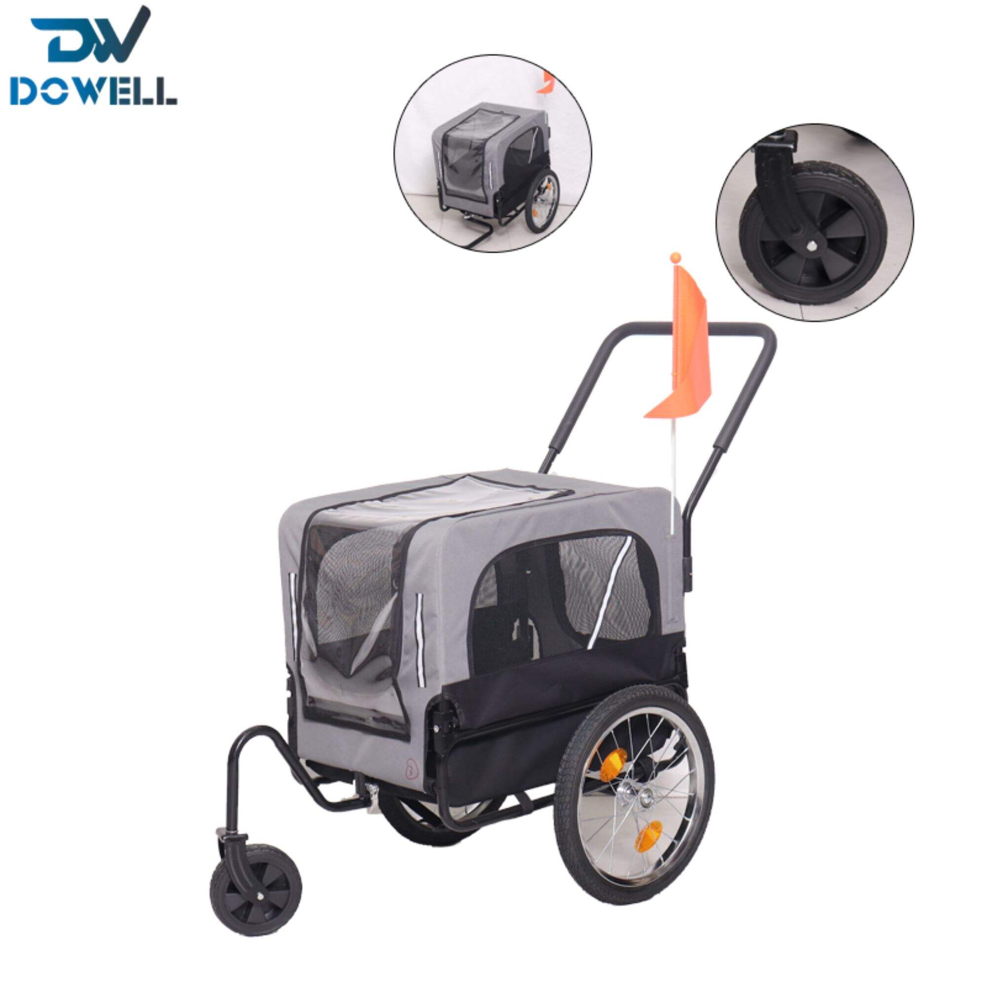 Dog Bike Trailer Pet Cart Wagon Cargo Carrier Attachment For Travel