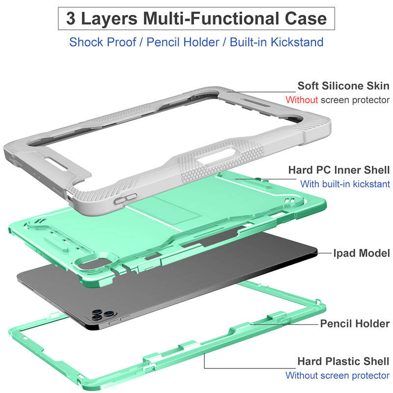 Laudtec SJK036 Rugged Heavy Duty Multi-Functional Protectionshockproof Tablet Case For Ipad 12.9" 10.9" 10.5" 9.7" 9.5" Pro Mini factory