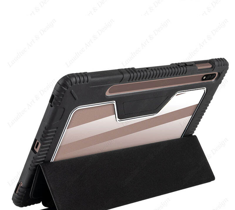 Laudtec PBK024 High Quality Hard Anti Drop Slim Light Cover Frosted Tpu Pc Trifold Stand Tablet Case For Sam S7 details