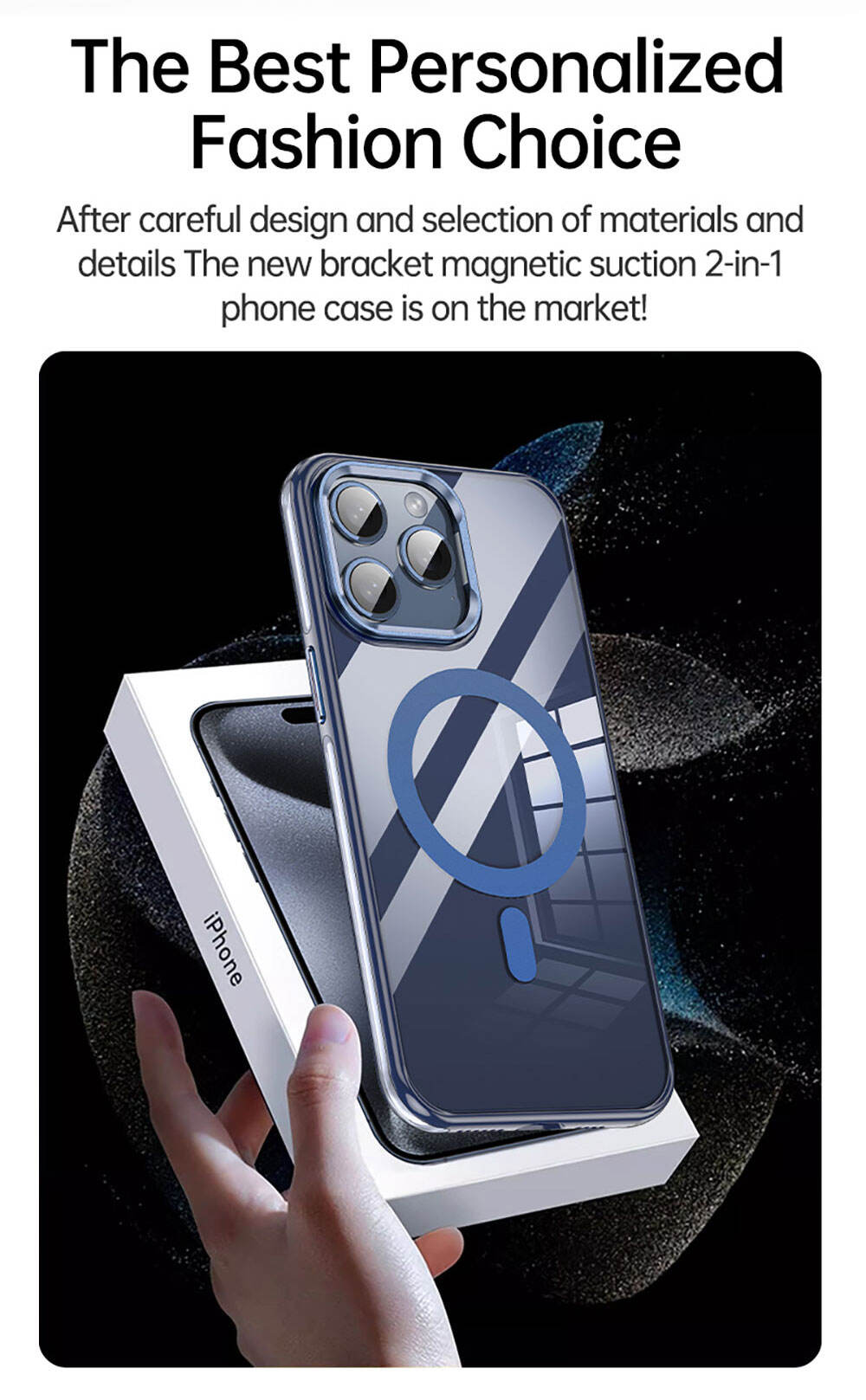 Laudtec SJK258 Card Holder Kickstand Customize Anti Fall Magnetic Transparent Cover Tpu Pc Phone Case For Iphone 15 Pro Max supplier