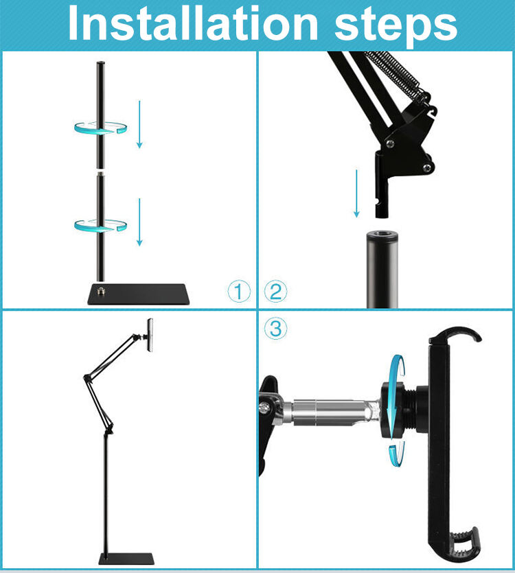 4- 13 Inch Lazy Floor Mobile Phone Bracket Telescopic Cantilever Live Multi-function Adjustable Tablet Phone Floor Stand Bracket factory