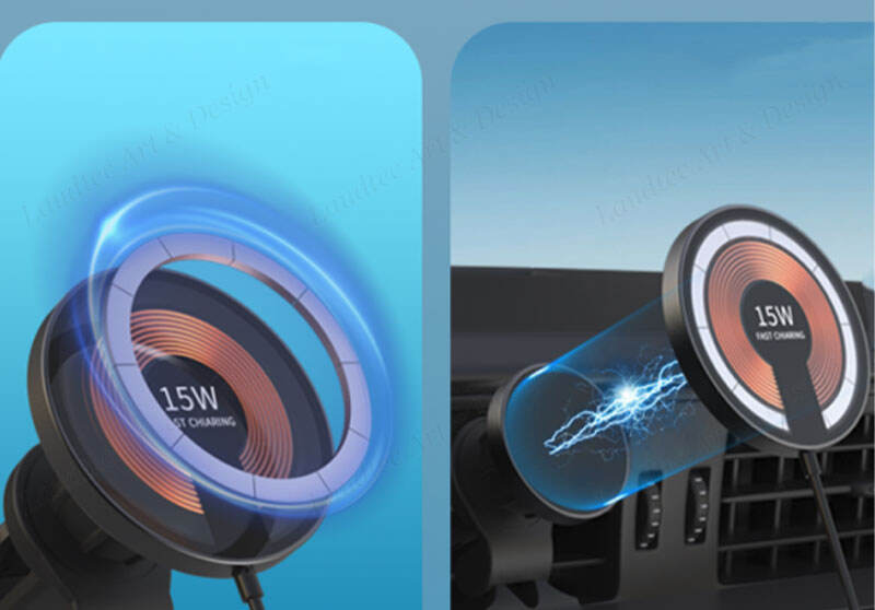 Laudtec KC026 Transparent Car Stand Magnetic Chargers Foldable Wireless Charger For Iphone Samsung supplier