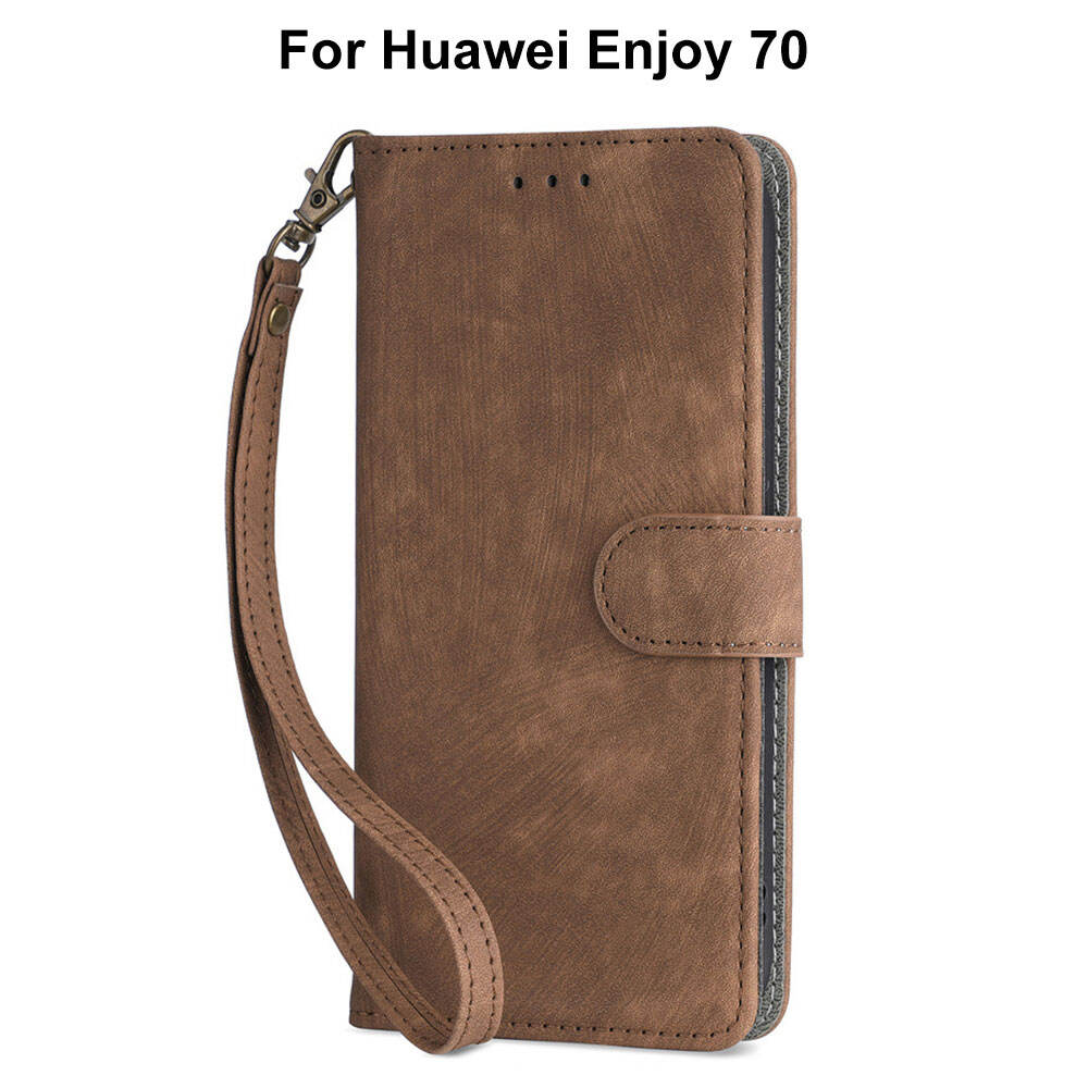 Wallet Phone Cases For Huawei Enjoy 70 4G Card Holder Mobile Case Tpu Leather Flip Cover Mini Anti Fall Drop Proof Lanyard