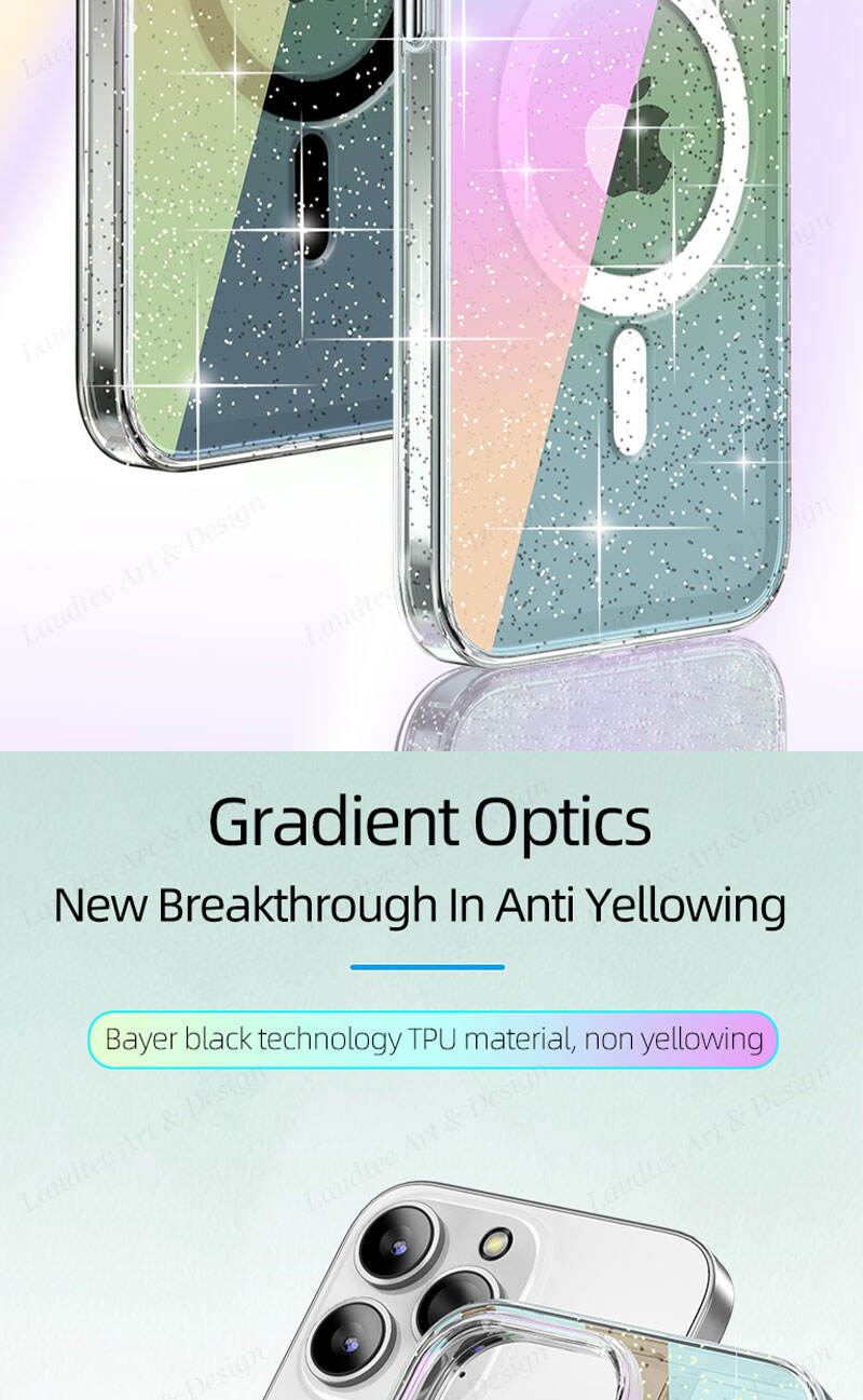 Laudtec SJK093 Clear Cases Luxury Tpu Pc Neon Colorful Bag Cover Gradient Glitter Phone Case For Iphone 15 14 13 12 Plus Pro Max manufacture