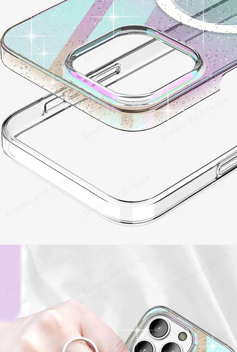 Laudtec SJK093 Clear Cases Luxury Tpu Pc Neon Colorful Bag Cover Gradient Glitter Phone Case For Iphone 15 14 13 12 Plus Pro Max manufacture