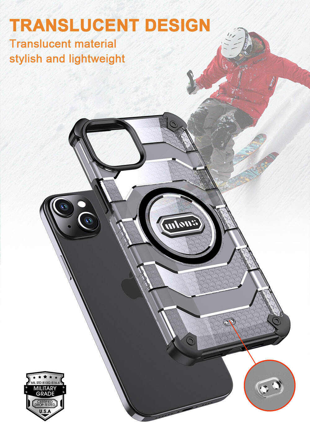 WLONS WLS29 Frosted Suction Mobile Skin Friendly Drop Proof Carbon Fiber Tpu Phone Case For Iphone 15 Plus details