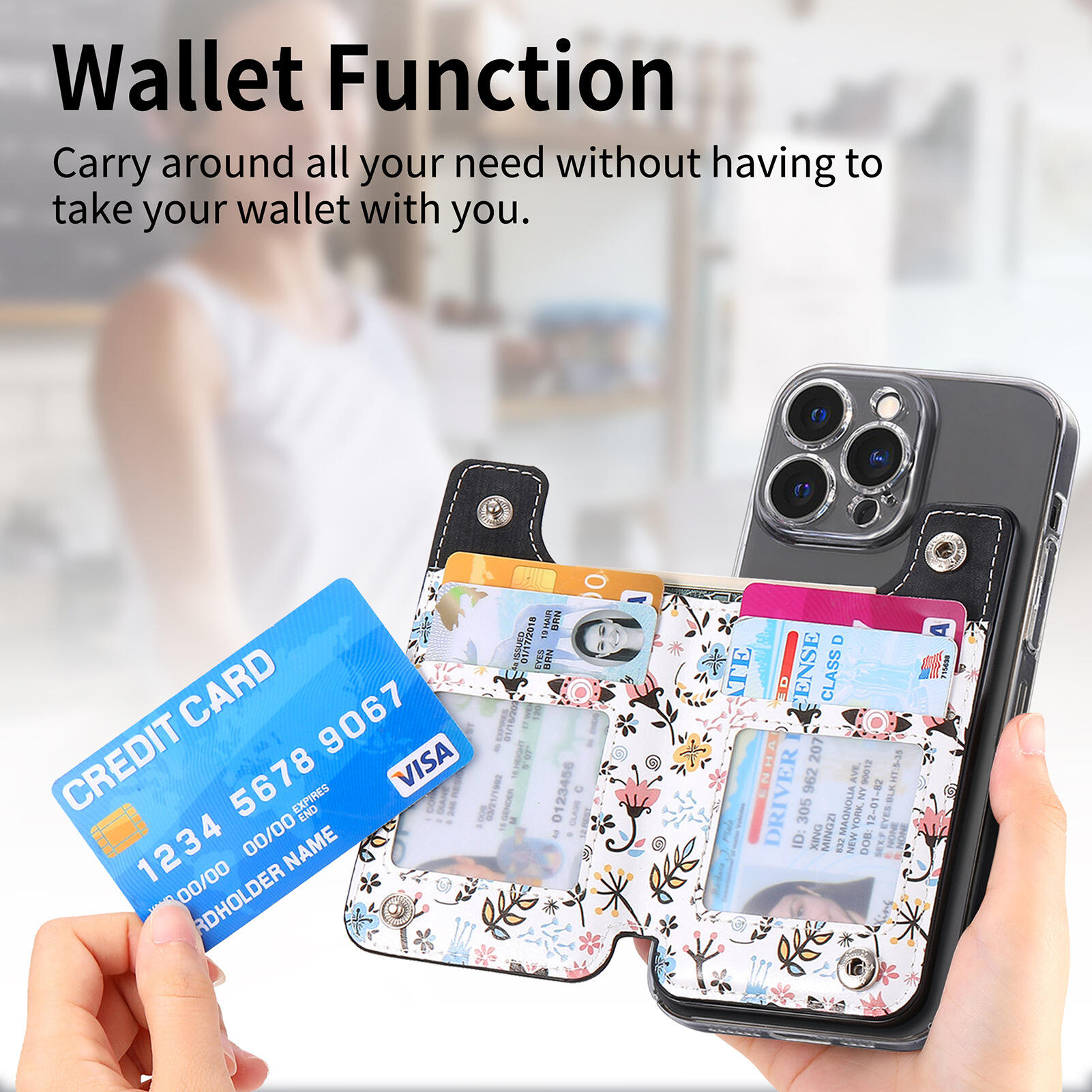 Laudtec Wallet03 Pro Max 15 Magnetic 14 Mini Card Mobile Cases Phone Flower Case Magsafe Leather Wallet For Iphone Apple supplier