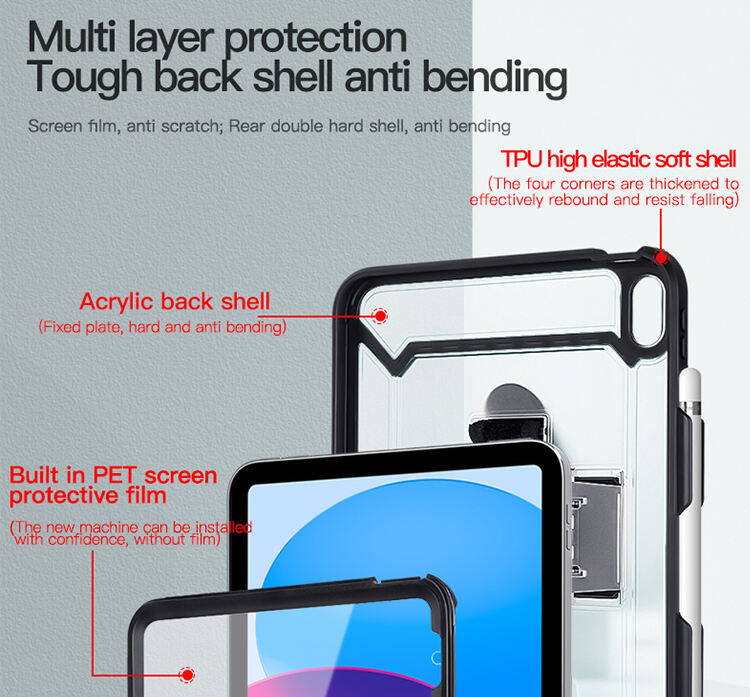 Shockproof Rugged Stand Tablet Case for iPad 10 Clear Case for iPad 10th Generation 10.9 inch Built-in Screen Protector factory