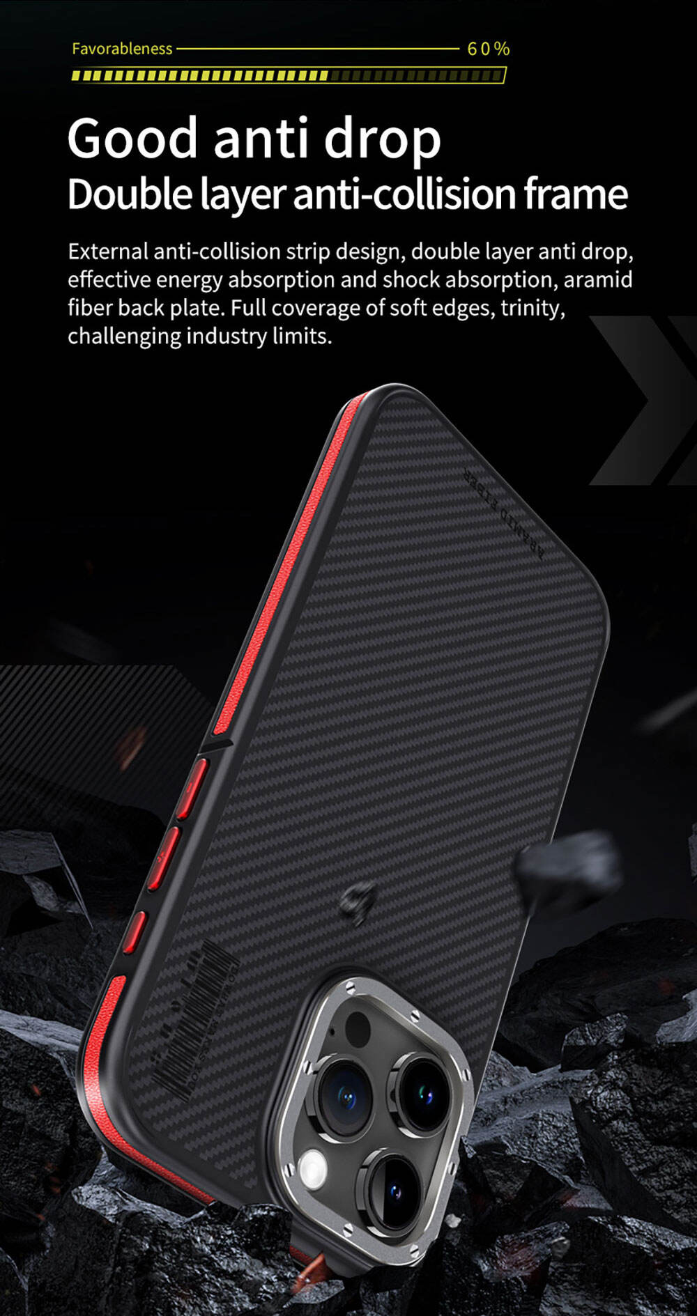 WLONS WLS27 Drop Proof Skin Friendly Carbon Fiber Frosted Suction Mobile Tpu Phone Case For Iphone 15 Pro Max details