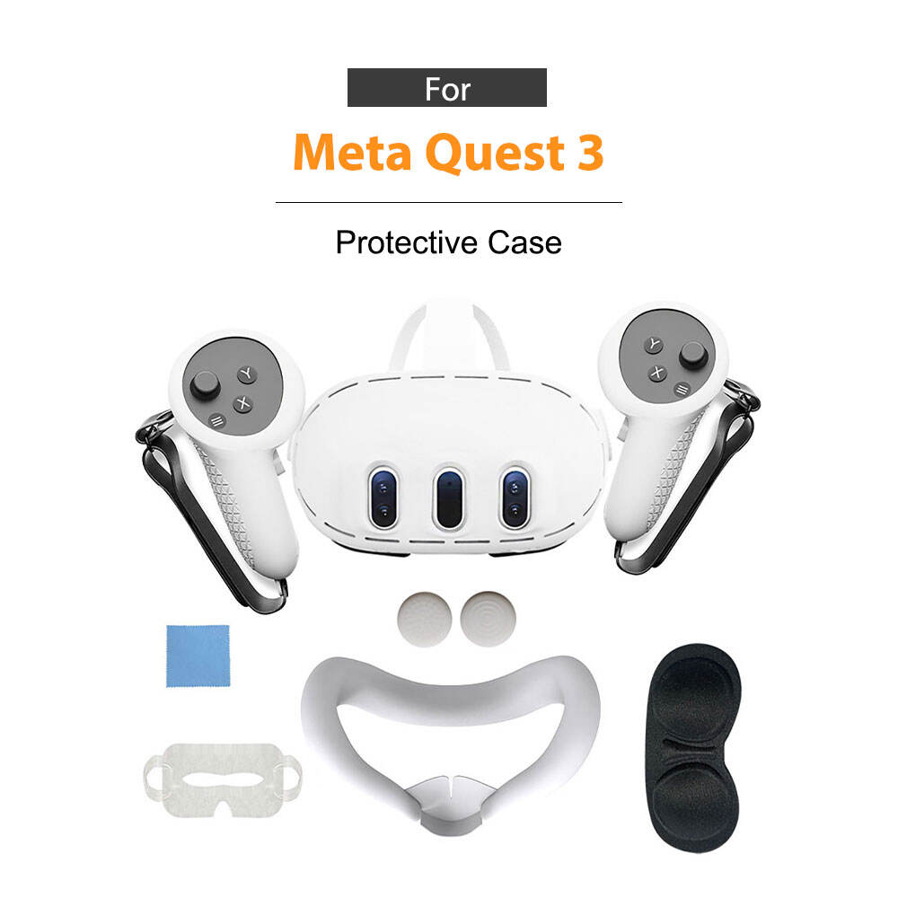 Vr Case For Meta Quest 3 Accessories Video Gaming Silicone Cover Mask Grip 7 Pieces Set Breathable Face Protection factory