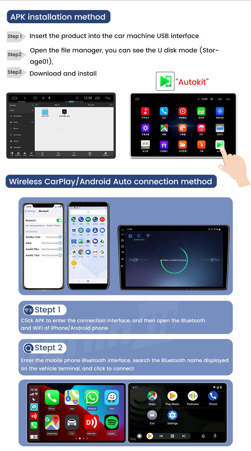 4.4 Universal Smart Android Plug and Play Auto dongle portable box multimedia Wired /Wireless Carplay details