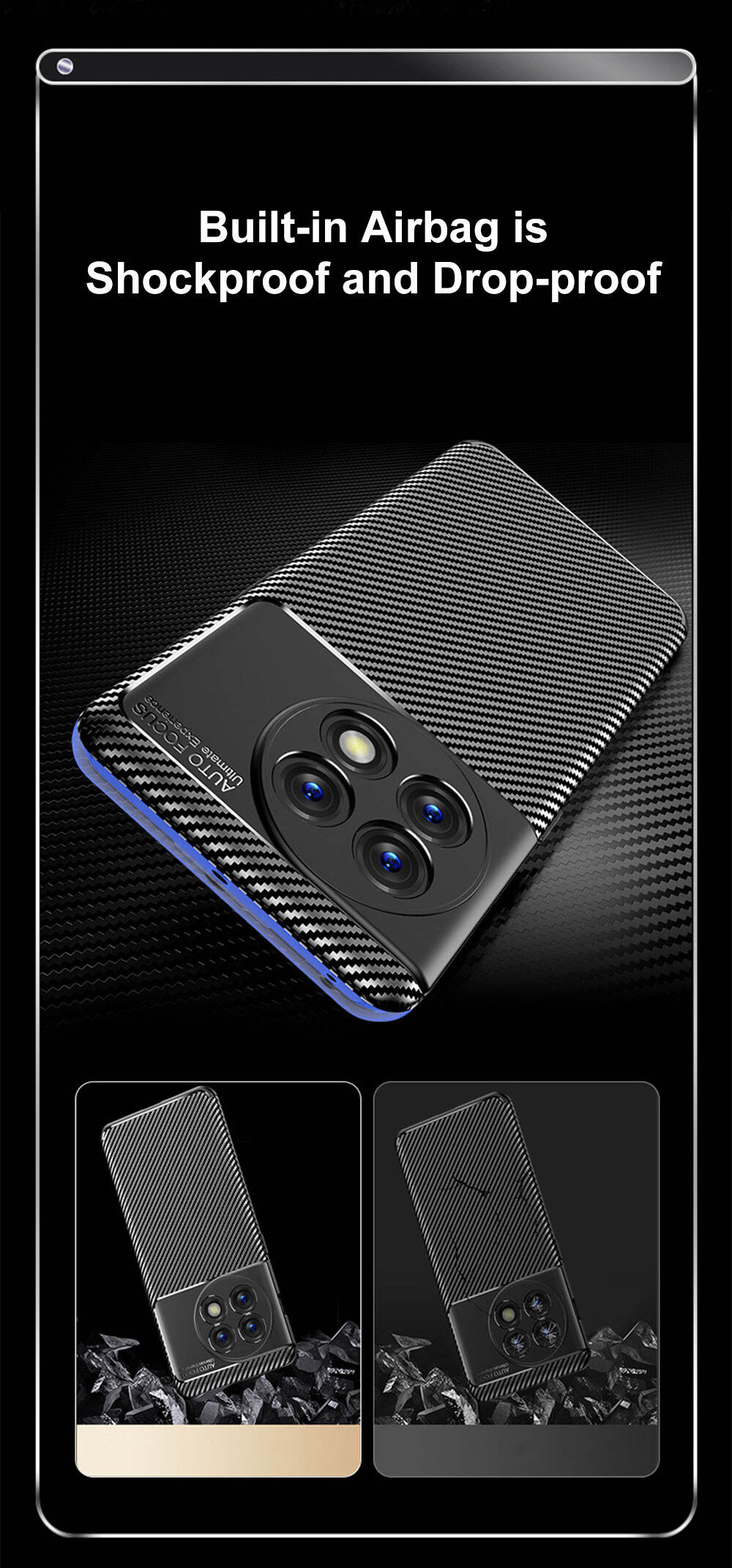 Laudtec SJK280 Frosted Suction Mobile Drop Proof Precision Hole Cover Carbon Fiber Tpu Pc Phone Case For One Plus Ace2V supplier