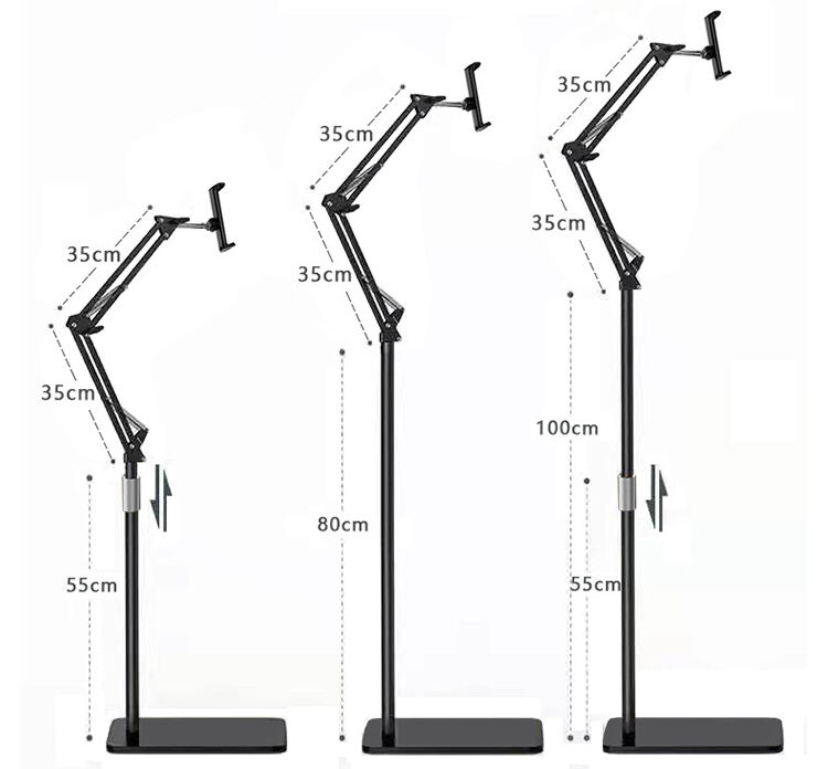 4- 13 Inch Lazy Floor Mobile Phone Bracket Telescopic Cantilever Live Multi-function Adjustable Tablet Phone Floor Stand Bracket manufacture