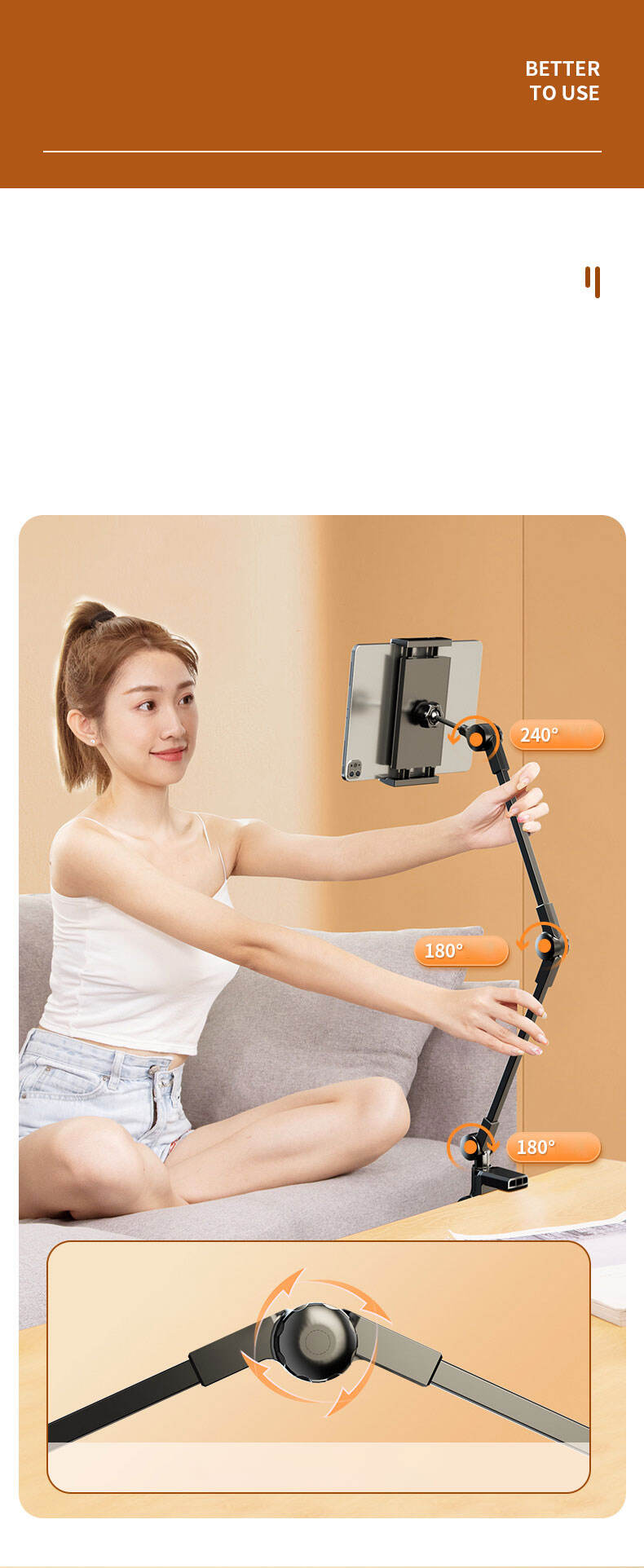 Laudtec SJJ087 Portable Folding Tripod Stand Metal Phone Bed Table Stands Tablet Holder For Iphone Ipad details