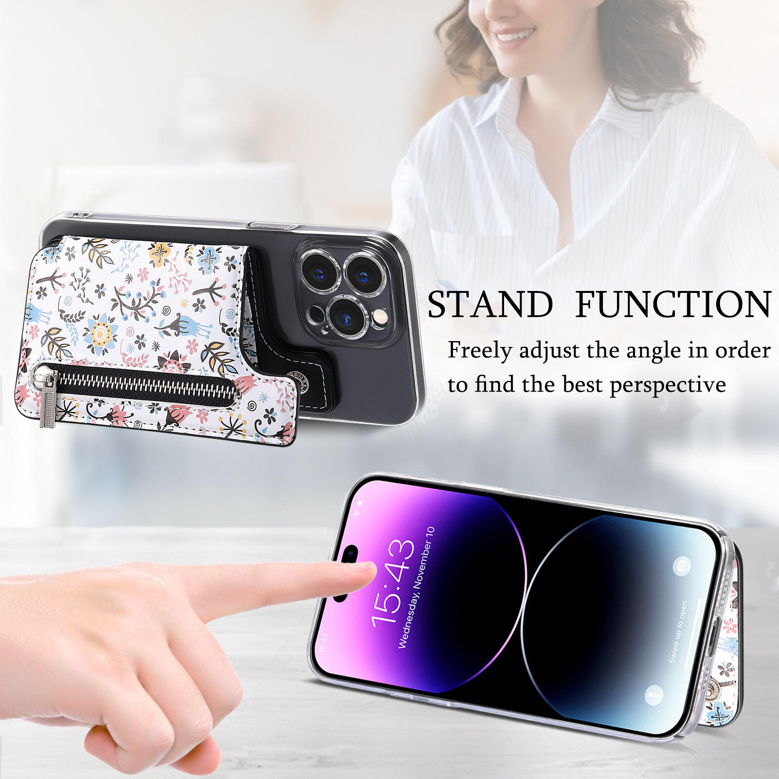 Laudtec Wallet03 Pro Max 15 Magnetic 14 Mini Card Mobile Cases Phone Flower Case Magsafe Leather Wallet For Iphone Apple manufacture