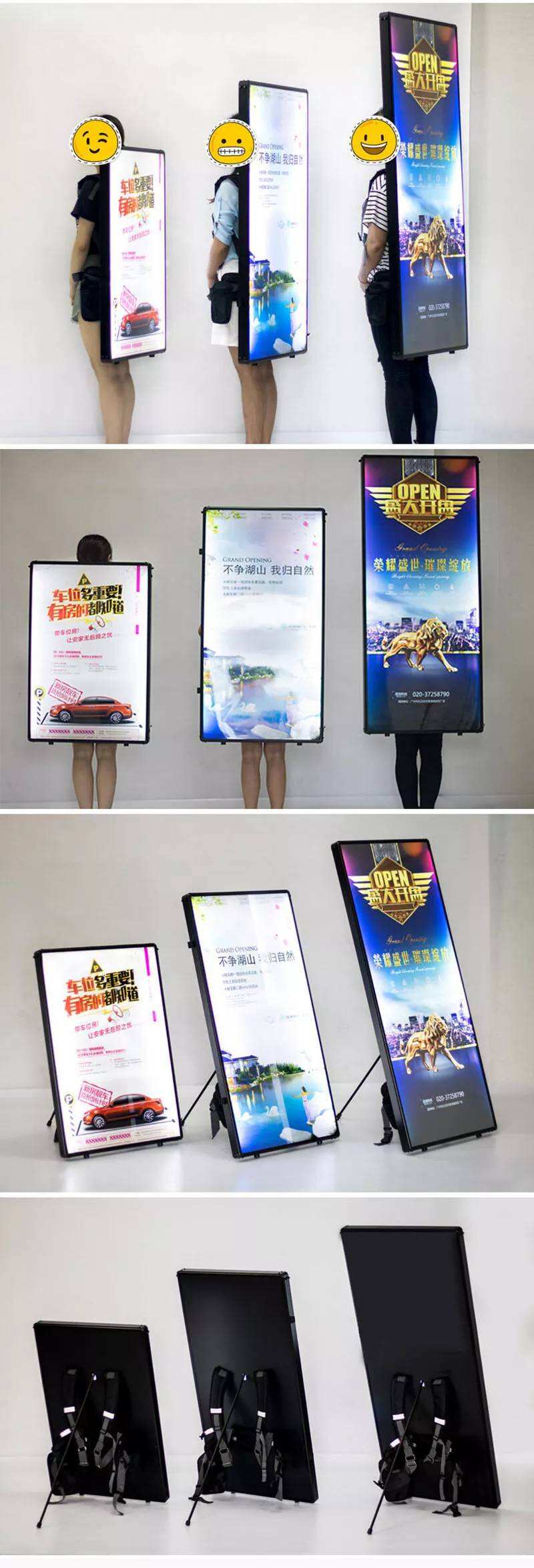 High quality LED backpack light box with battery portable walking billboard manufacture