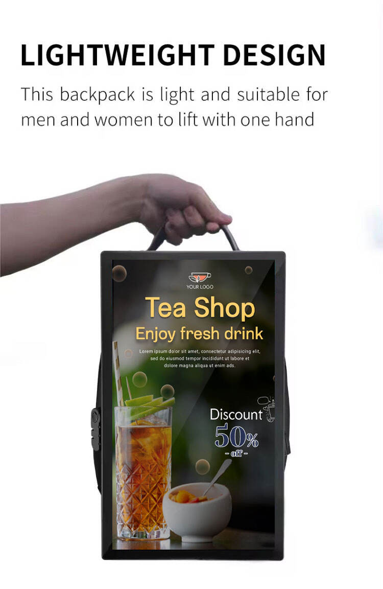 Portable Poster 21.5 inch Mobile Digital Screen LCD Advertising Player Display Human Walking Backpack Billboard with Battery factory