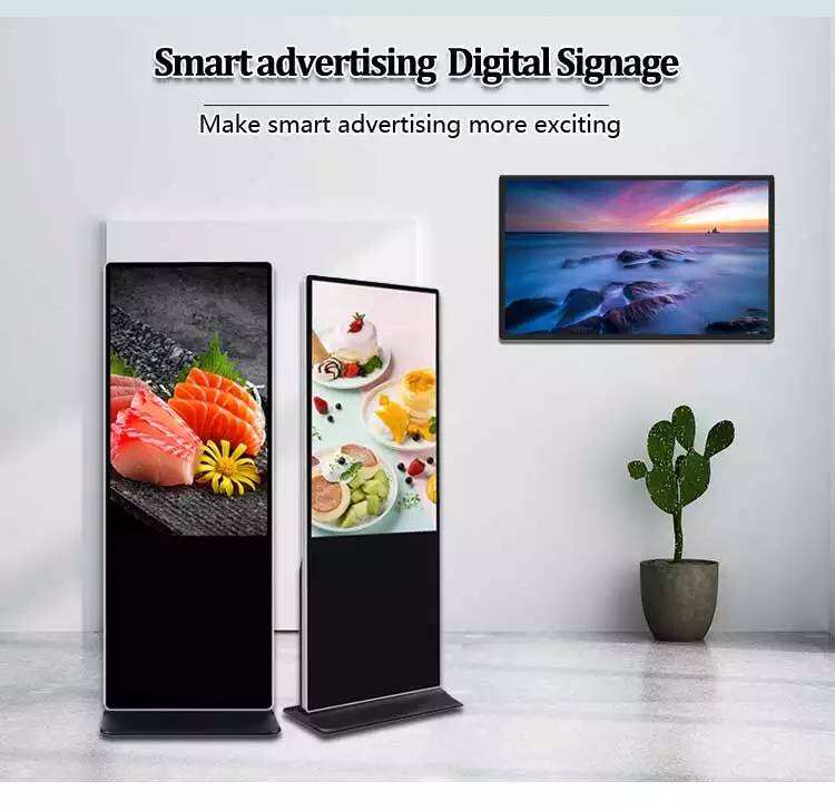 Ultra outdoor thin 55 inch floor standing android touch screen kiosk digital totem display advertising players for indoor supplier