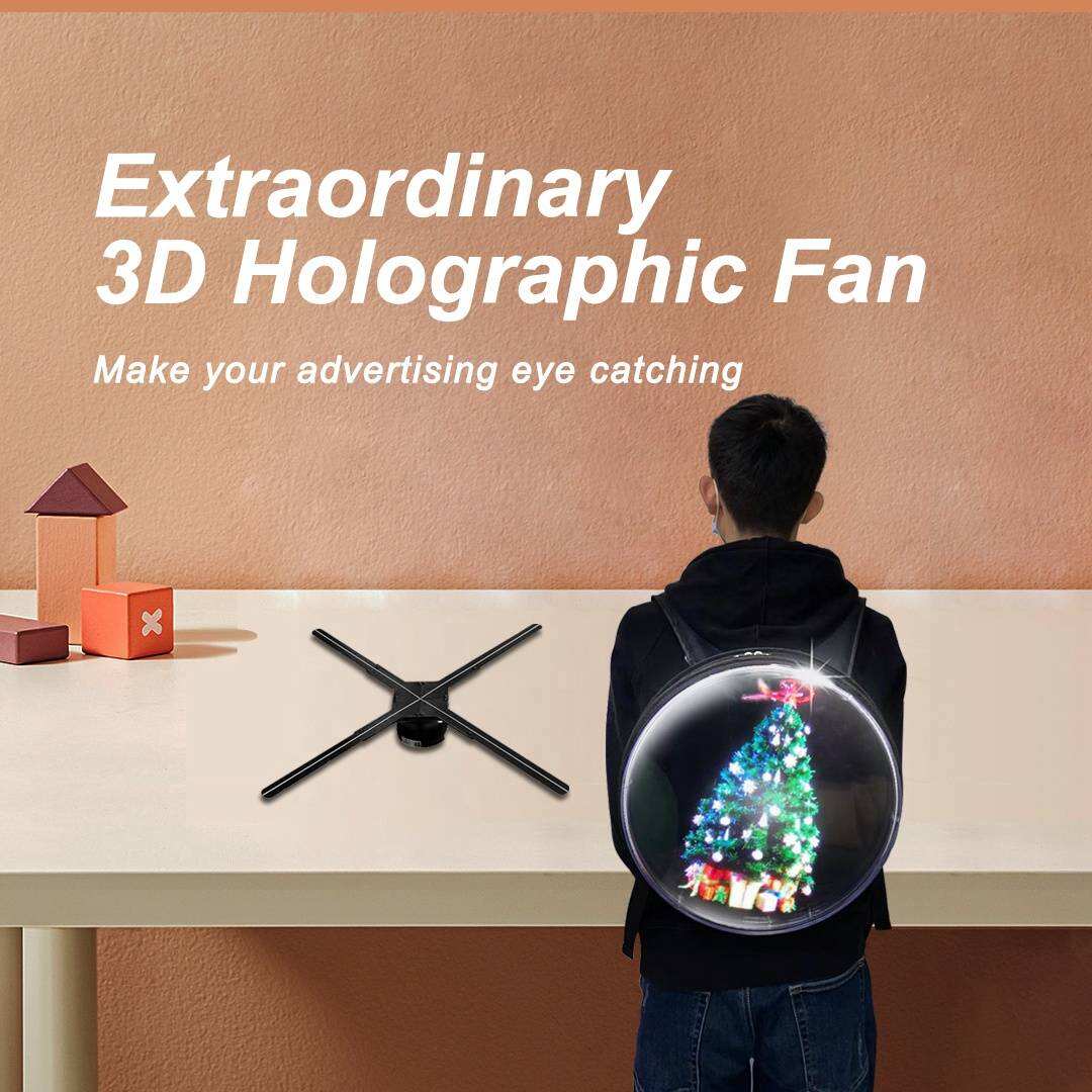 Holographic Advertising Machine Screen Small 3D Led Fan Backpack Sale Display Advertising LED Fan Display with Backpack factory