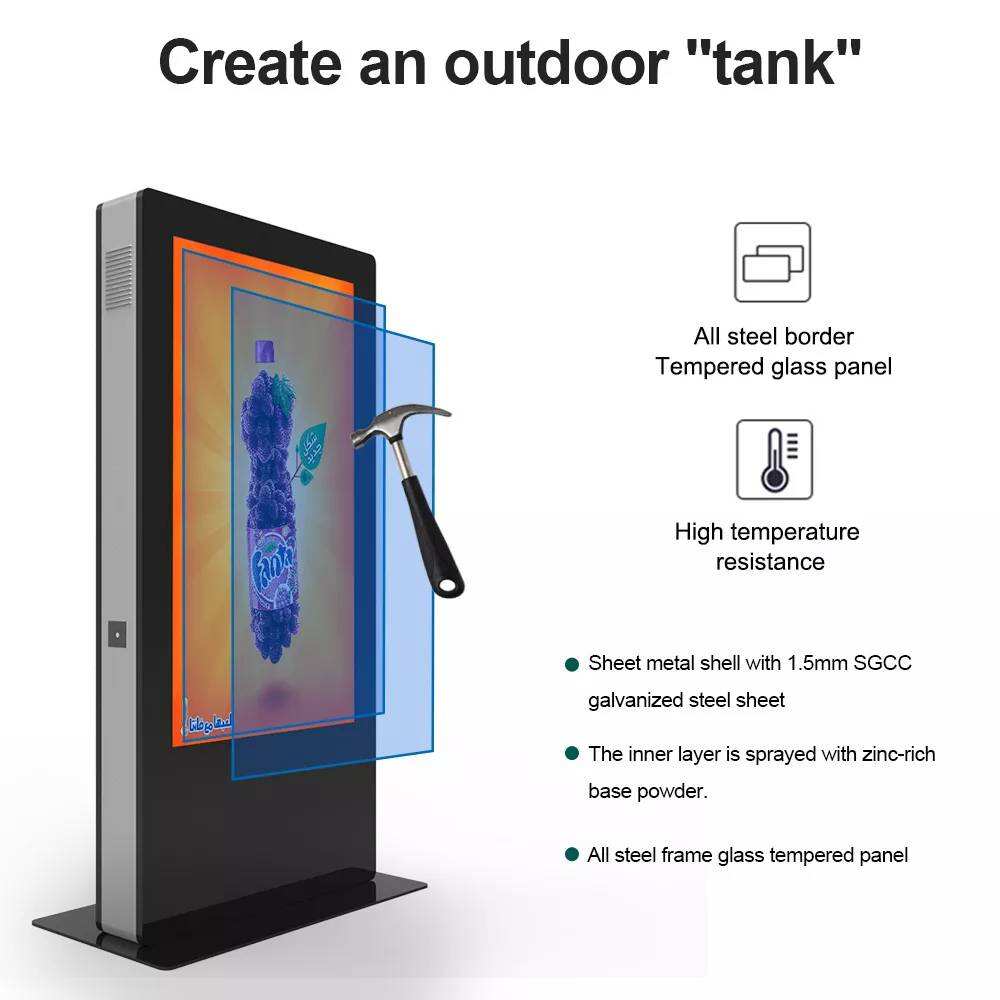 2024 New Floor Stand lcd advertising display waterproof outdoor digital signage kiosk  outdoor advertising screen factory