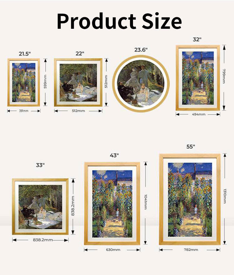 High Quality Large Size 32 Inch NFT Art Oil Picture 4K Display Video Screen Wood WIFI APP Android Frameo Digital Photo Frame details