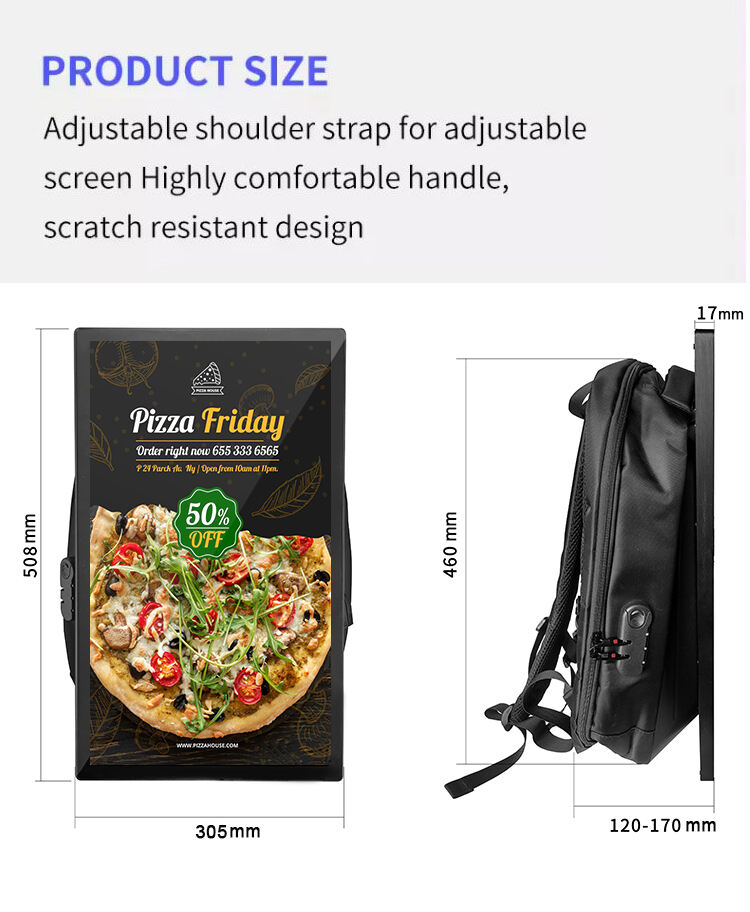 Portable Poster 21.5 inch Mobile Digital Screen LCD Advertising Player Display Human Walking Backpack Billboard with Battery supplier
