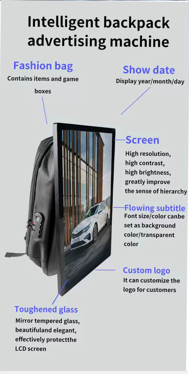 Portable Poster 21.5 inch Mobile Digital Screen LCD Advertising Player Display Human Walking Backpack Billboard with Battery factory