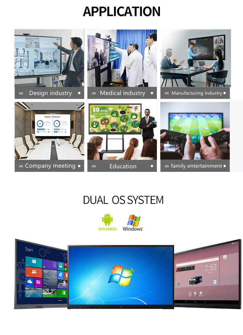 55/65/75/85/98/110 Inch OPS Slot Dual System School LCD Display PC Touch Screen Panel Smart Board Interactive Whiteboard factory
