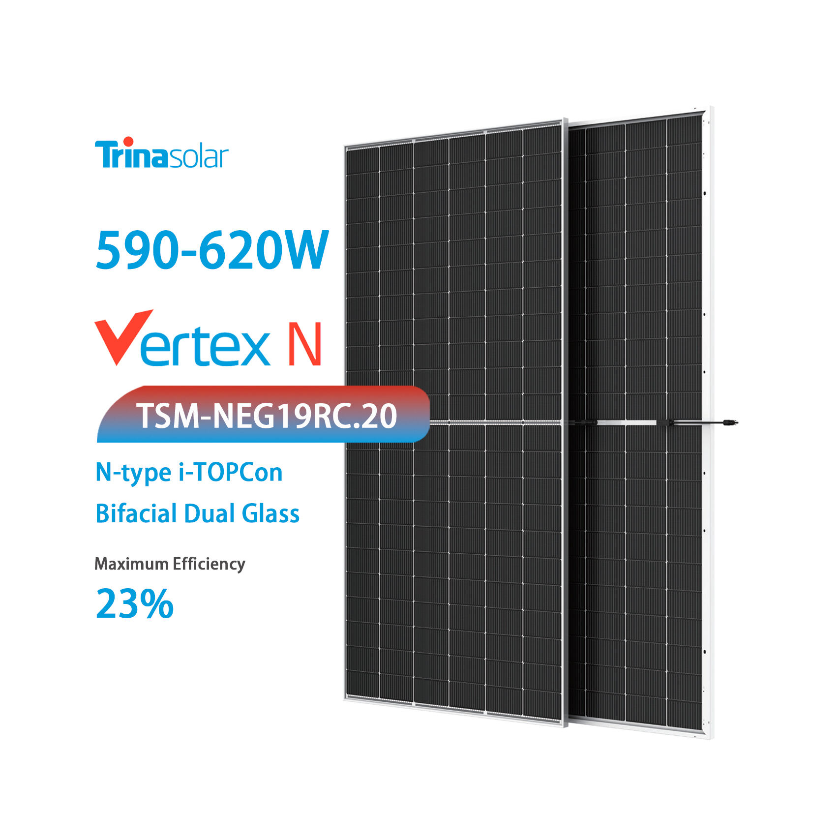 Trina solar panel Vertex S+ TSM-NEG19RC.20 Bafacial Dual Glass Monocrystalline Dual Glass  Module 590W 595W 600W 605W 610W 615W 620W