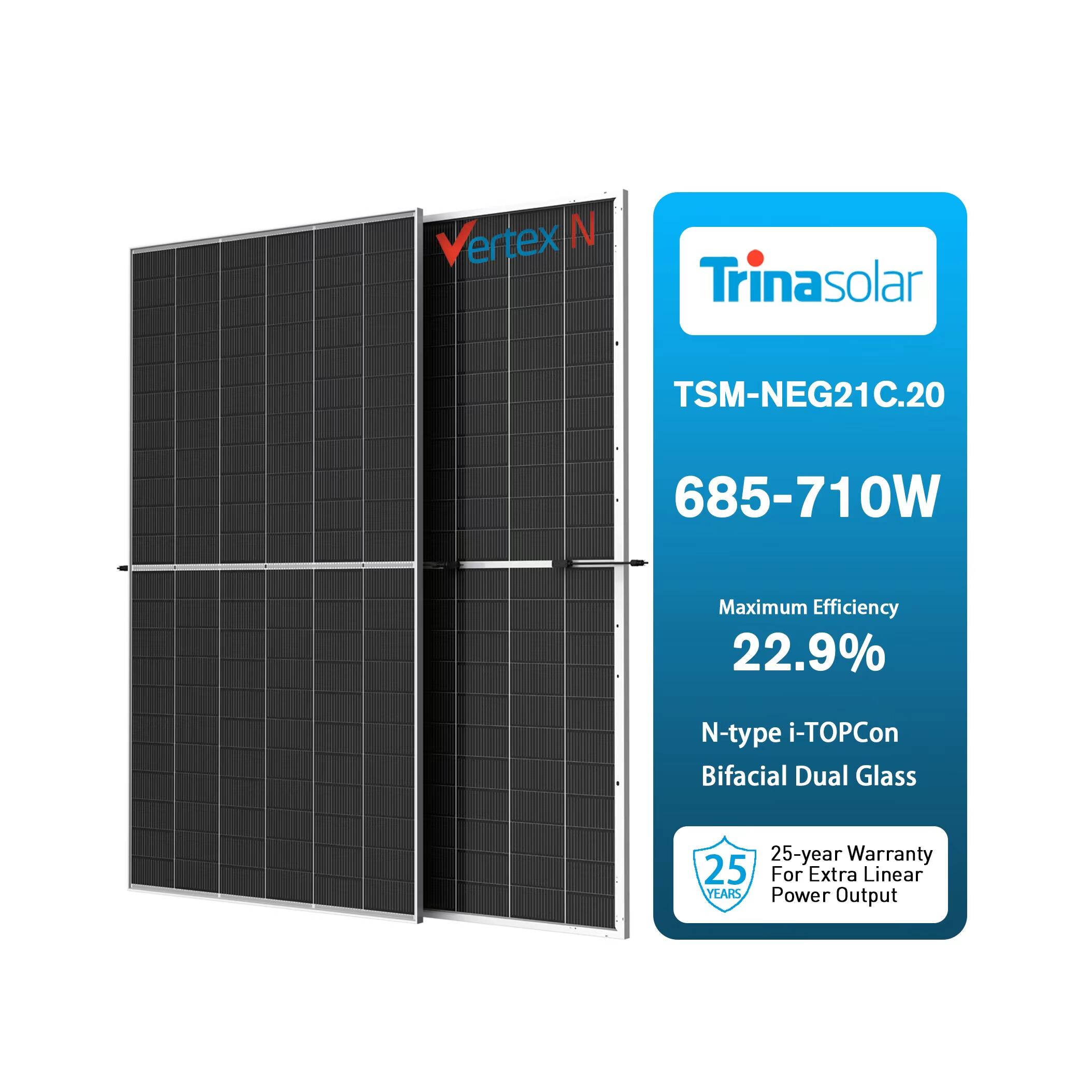 Trina solar panel Vertex S+ TSM-NEG21C.20 Bafacial Dual Glass Monocrystalline Dual Glass  Module 675W 680W 685W 690W 695W 700W