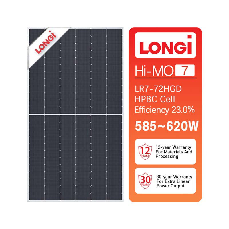 Longi solar panel Himo7 LR5-72HGD HPBC  Half Cell Mono Facial Module 585W 590W 595W 600W 605W 610W 615W 620W