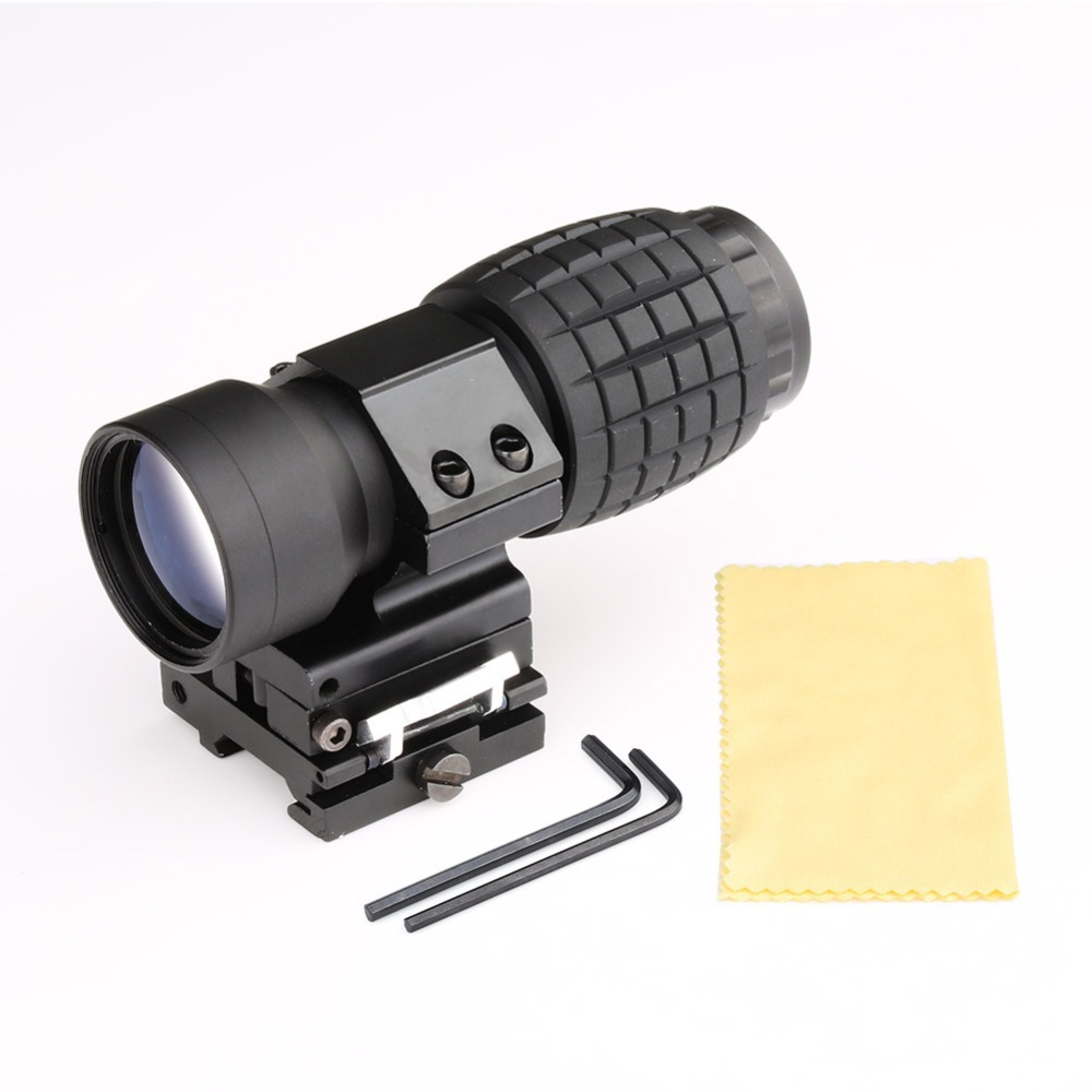 product 3x magnifier scope optics holography hunting optical scope tactical flip to side quick detach compatible with 20mm-4