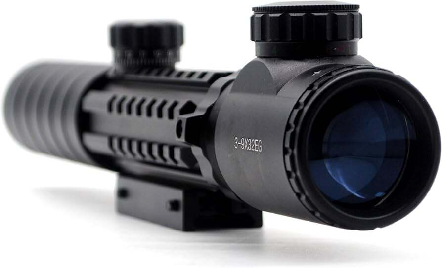 product c3 9x32eg professional long range scope tactical sight red green illumination fishbone hunting scope-5