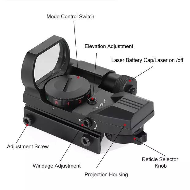 product goodluck oem hd101b red dot optics scope 4 pattern reticle dot sight with integrated green laser sights-7