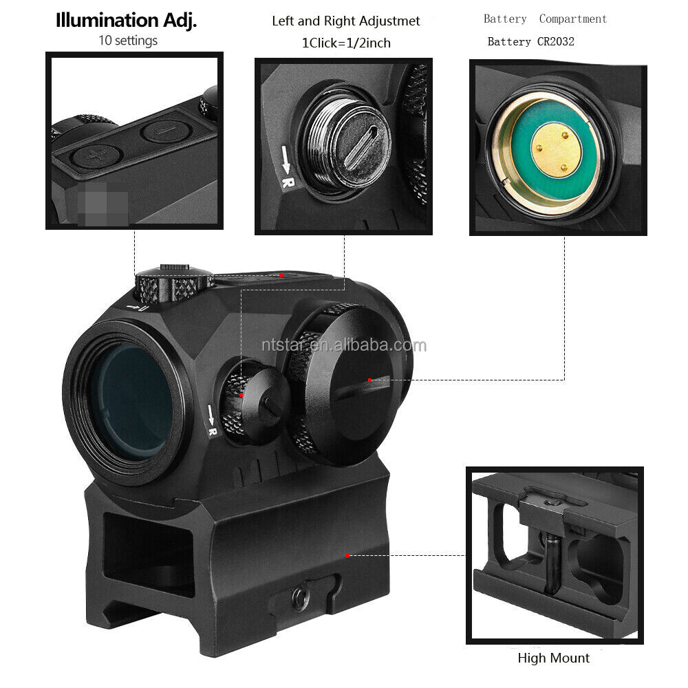 product goodluck ao adjustable red dot sight scope waterproof hd glass lens reflex tactical hunting accessories with laser model-5