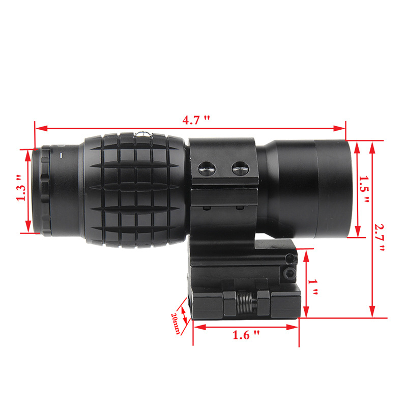 product 3x magnifier scope optics holography hunting optical scope tactical flip to side quick detach compatible with 20mm-3